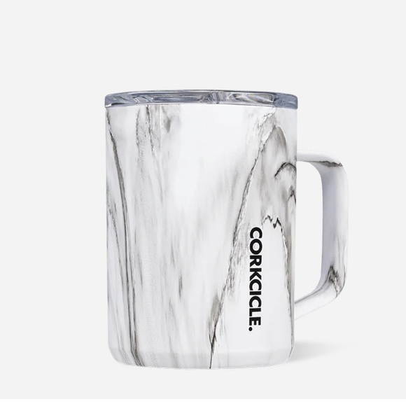 NWT CORKCICLE WHITE BLACK MARBLE MUG WITH LID - Picture 3 of 3